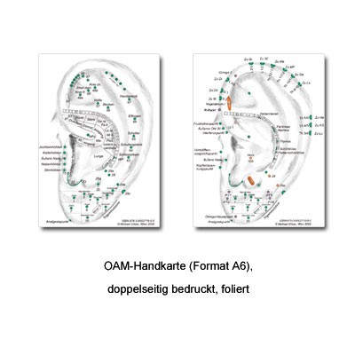 Handkarte Ohrakupunktmassage-OAM, A6, beidseitig, beschichtet